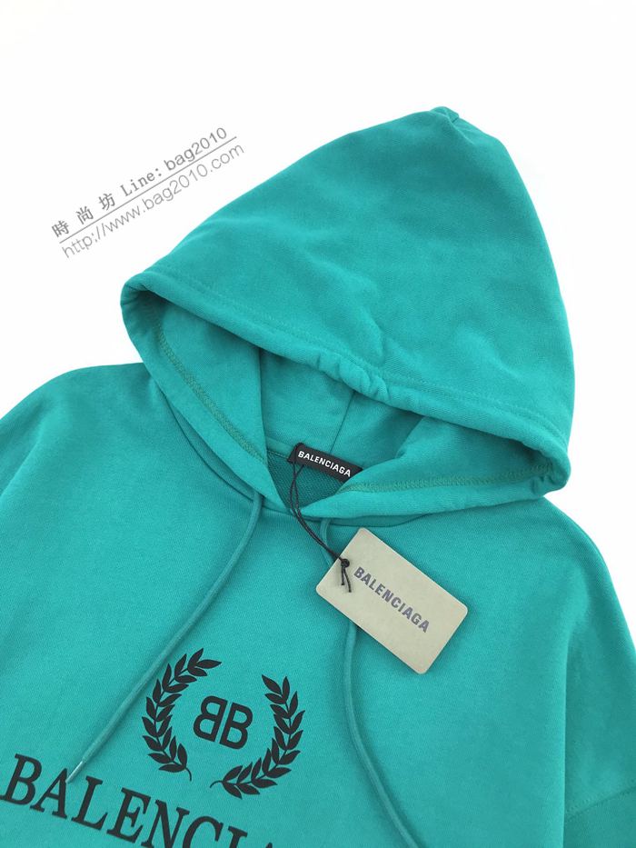 Balenciaga男裝 巴黎世家翡翠綠連帽衛衣 寬鬆版型純棉衛衣 男女同款  ydi3108